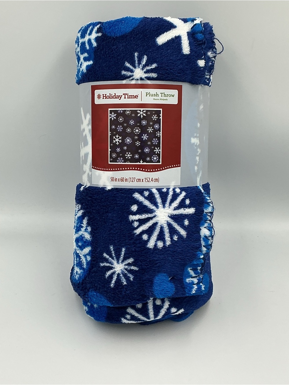 Holiday Time Plush Throw Christmas Blue & White Snowflake 50 x 60 inches Blanket